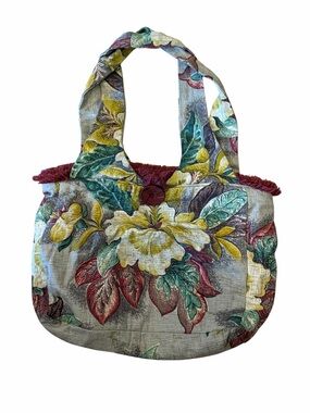 Boho Floral Tapestry Tote Bag Fringe Trim Hippie Cottagecore Shoulder Purse